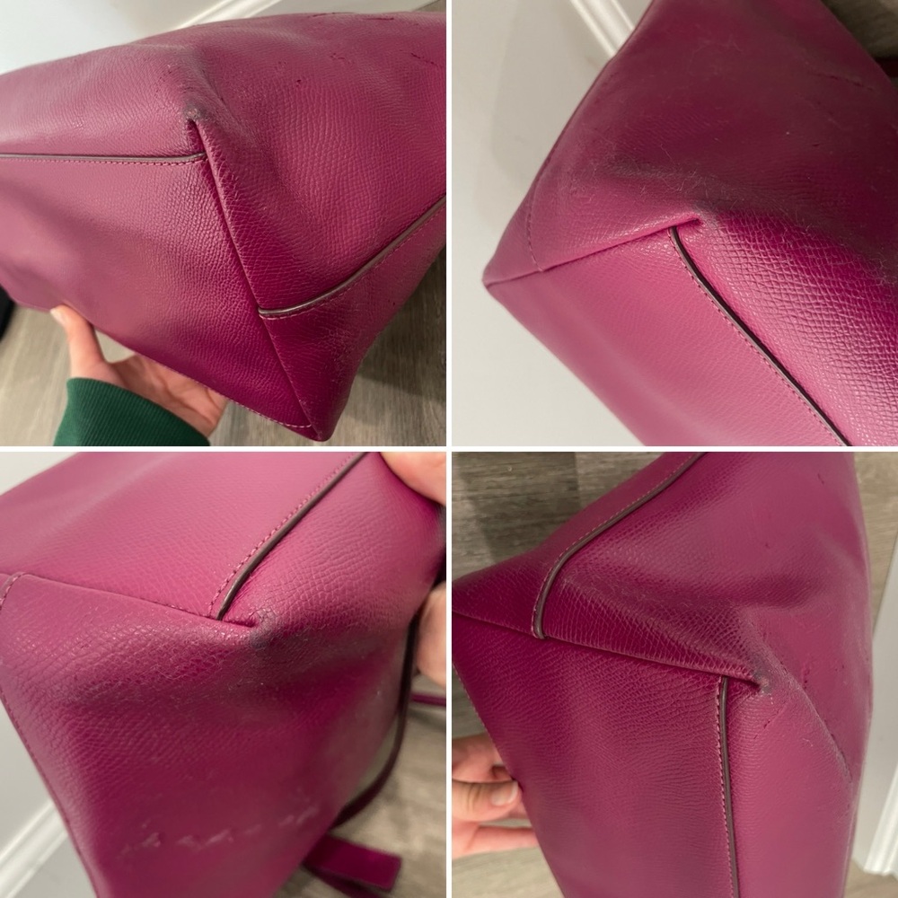 COACH✨Dahlia Purple & Gold Cross Grain Leather City Zip Tote & Wallet - Picture 10 of 16